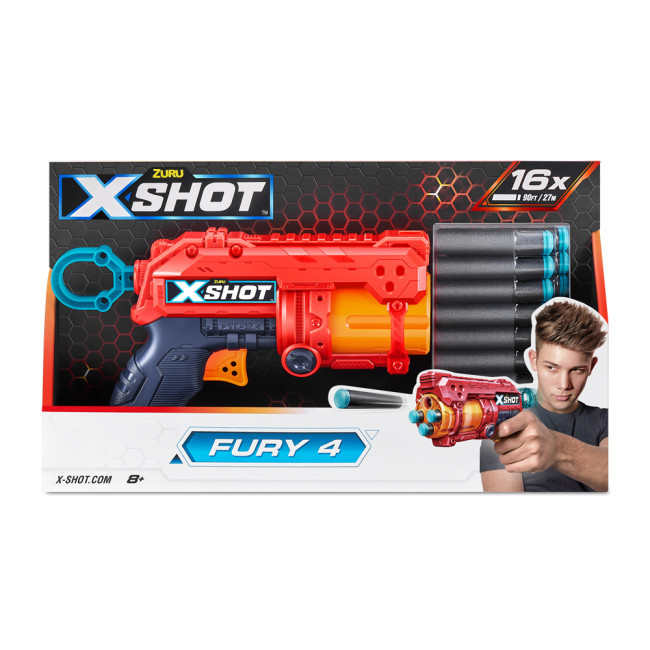 Бластер X-Shot Red Excel fury 4 на 16 паторонів Червоний (36377R) Чернигов - изображение 1