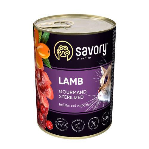 Вологий корм Savory для стерилізованих котів, з ягням, 400 г Київ - фото 1