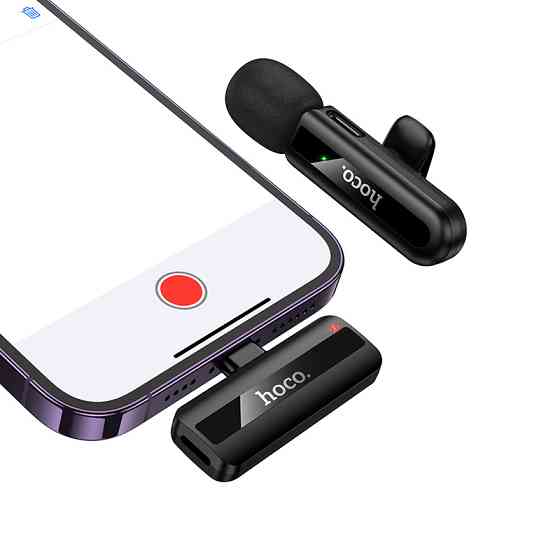 Бездротова мікрофонна система HOCO L20 Fair wireless microphone iP Black Одеса