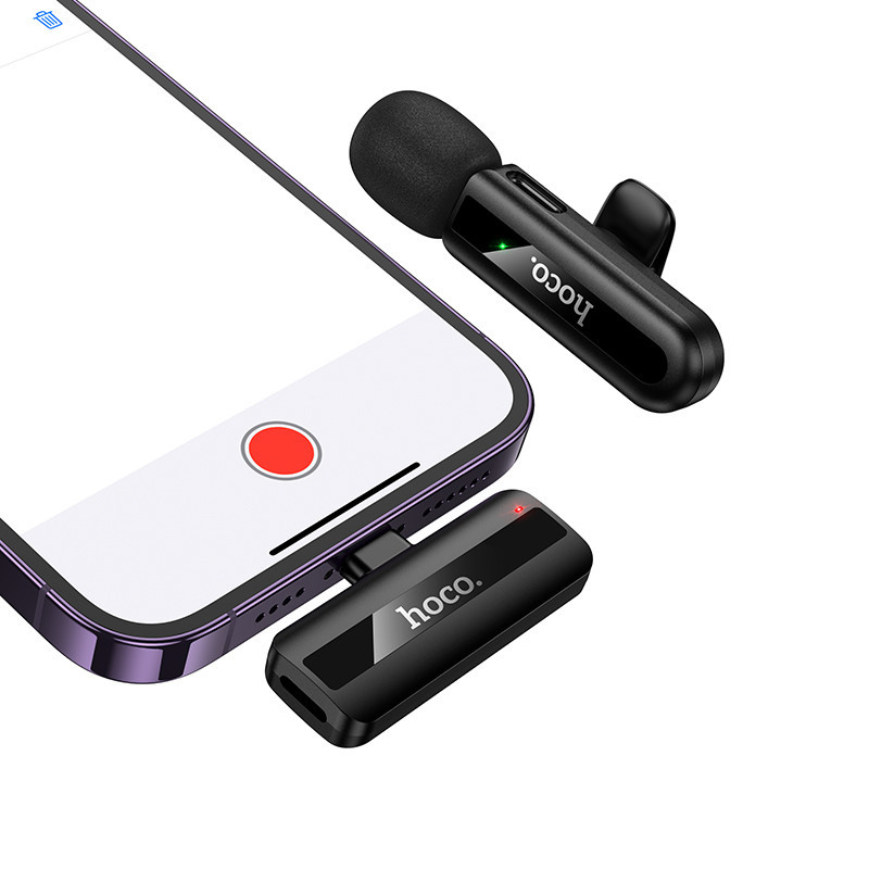 Бездротова мікрофонна система HOCO L20 Fair wireless microphone iP Black Одеса - фото 3