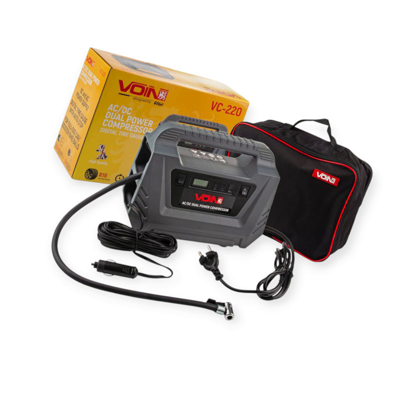 Компрессор 10атм/ 25л/10а/1,8м шланг/прикур/12-220в/насадки/автостоп/сумка Мукачево - изображение 1