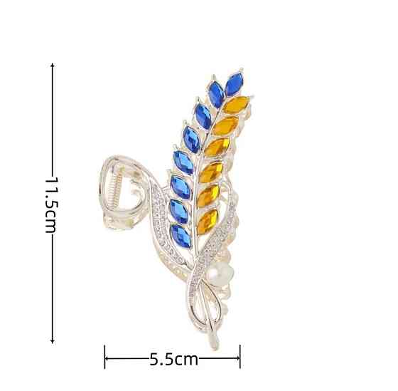 Заколка-крабік колосок в патріотичному стилі Смела