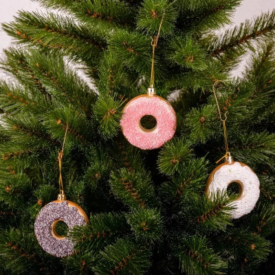 Елочная игрушка Chomik пластикові Пончики 3 шт, 8см, білі (5901292677169_2) Винница - изображение 2