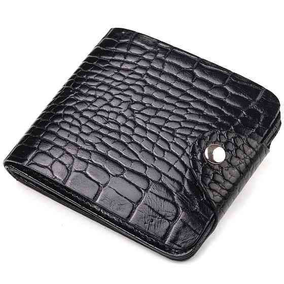 Стильное мужское портмоне в два сложения из натуральной фактурной кожи с тиснением под крокодила CANPELLINI Киев