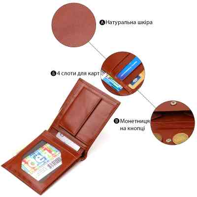 Кошелек Canpellini Из натуральной кожи Коричневий (21762) Винница