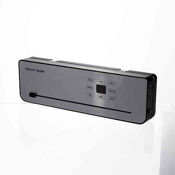 Вакууматор побутовий сенсорний для сухих і вологих продуктів 120 Вт із вбудованим різаком пакувальник вакуумний Сріблястий Київ