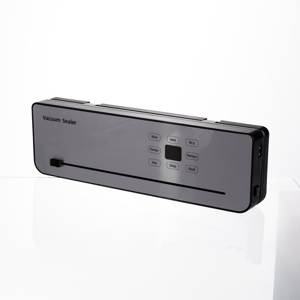 Вакууматор побутовий сенсорний для сухих і вологих продуктів 120 Вт із вбудованим різаком пакувальник вакуумний Сріблястий Київ - фото 2