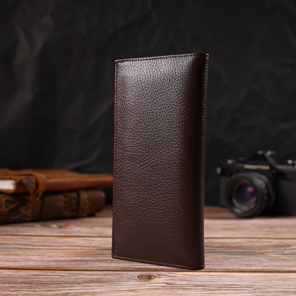Классический мужской вертикальный бумажник из натуральной кожи CANPELLINI 21902 Коричневый Киев - изображение 9
