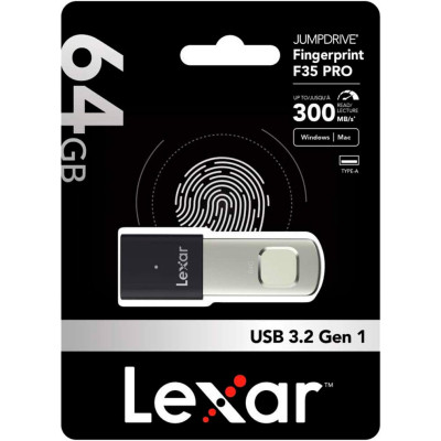 USB флеш накопитель Lexar 64GB JumpDrive Fingerprint F35 Pro USB 3.2 (LJDF35P064G-RNBNG) Винница - изображение 12