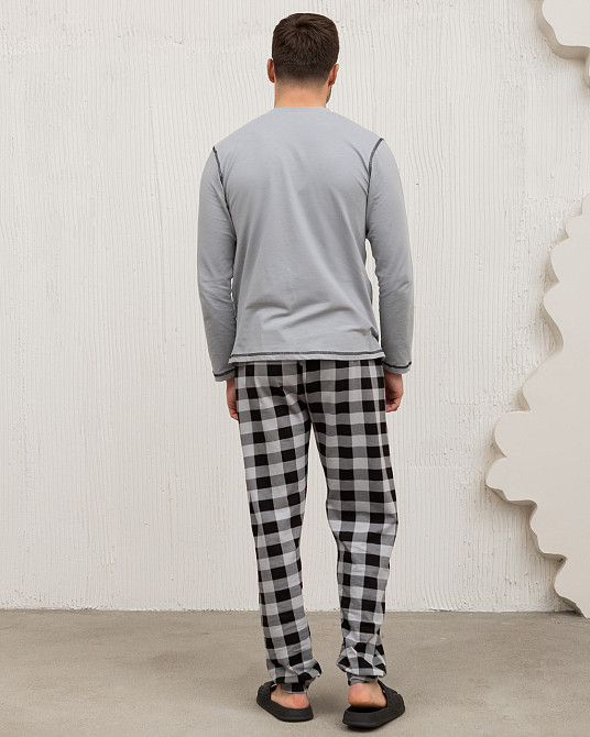 Мужская пижама серая клетка - Позитив - Family look Tom John 93487 L Киев - изображение 5
