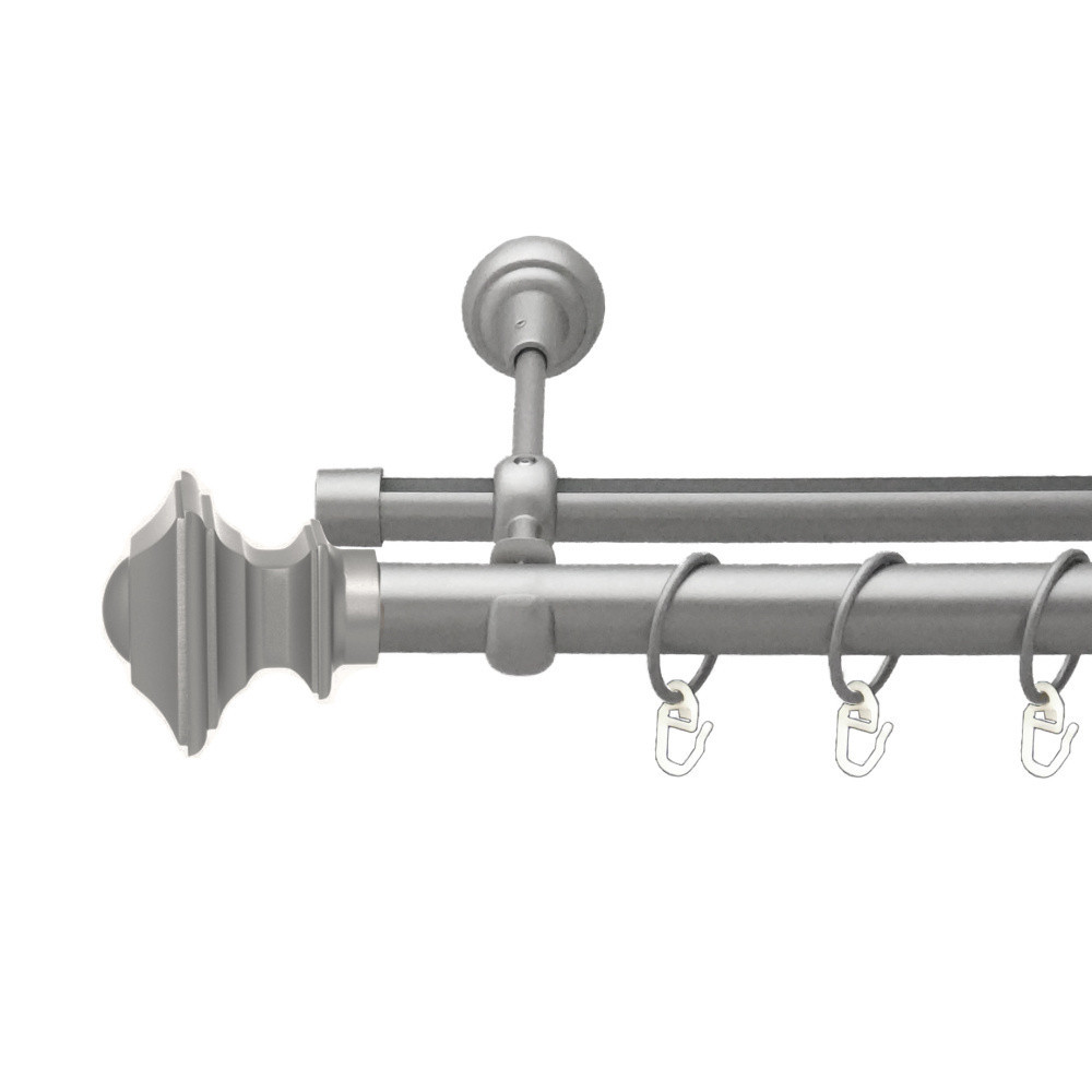 Карниз Orvit Борджеза металевий дворядний опозитний гладка \ профільна труба кільце металеве Сатин 25\19 мм 160 см (00-00023320) Львів - фото 1