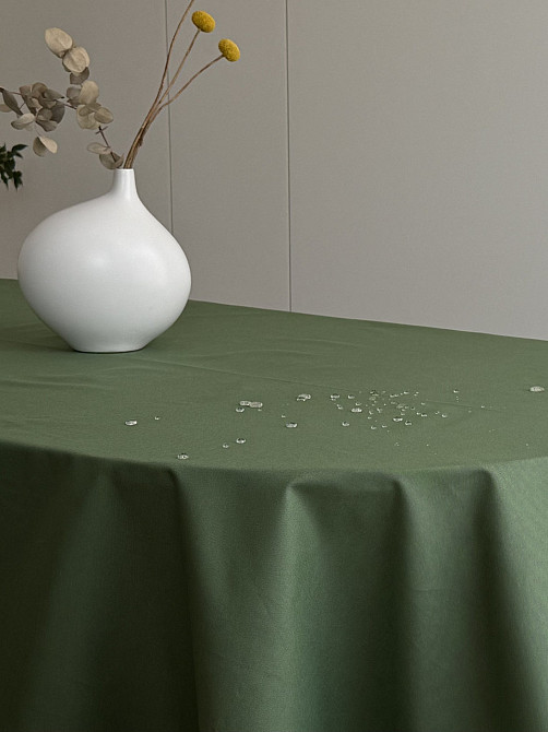 Ecotton Скатертина столова Ecotton DUCK 170х200 см водовідштовхуюча однотонна зеленого оливково Коломия - фото 1