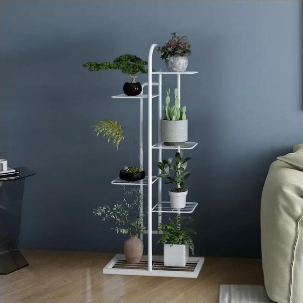 Стеллаж для растений на резиновых ножках, металлический на 7 ярусов цвет белый Каменец-Подольский - изображение 1