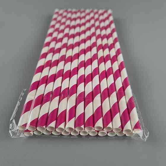 Соломка трубочка паперова Ø 5 мм 20 см "Віта " біло-рожева 25 шт (1 пачка) Харків