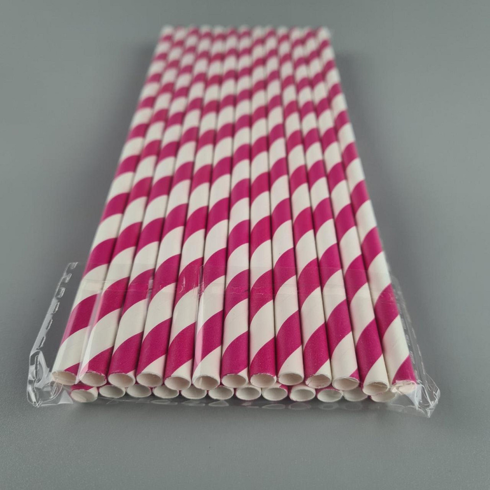 Соломка трубочка паперова Ø 5 мм 20 см "Віта " біло-рожева 25 шт (1 пачка) Харків - фото 2