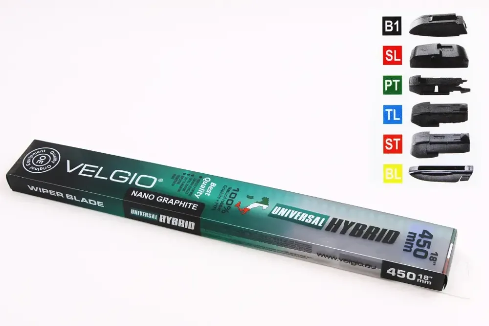 Щетка стеклоочистителя бескаркасная 45 см (18) Velgio Hybrid (6 адаптеров) Винница - изображение 3