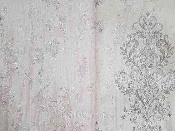 Шпалери вінілові на флізеліні гарячого тиснення DU&KA 1.06х10 вензель основа під штукатурку сірі коричневі Київ