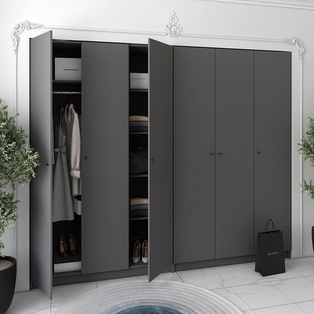 Комплект шаф для одягу Doros Промо (2 шт.) 270х48х204 см Графіт (DRS-011217) Львів - фото 1