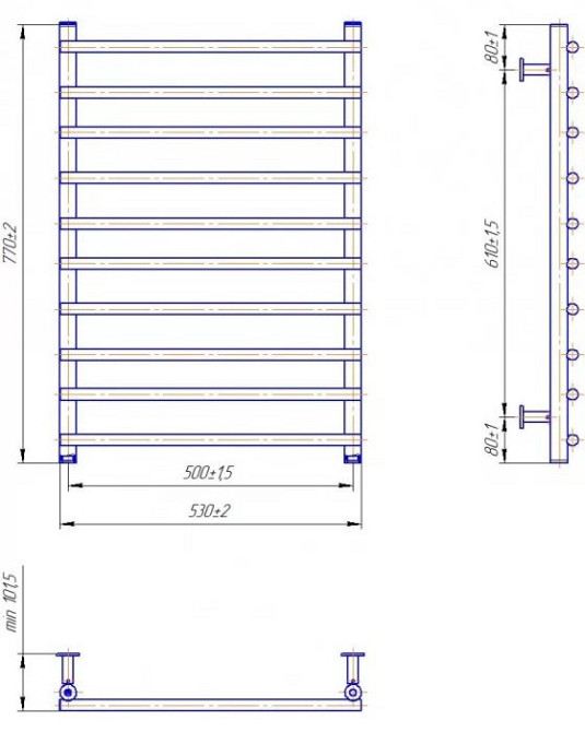 Водяной полотенцесушитель Mario INOX Турин 770х530/500 Киев - изображение 4