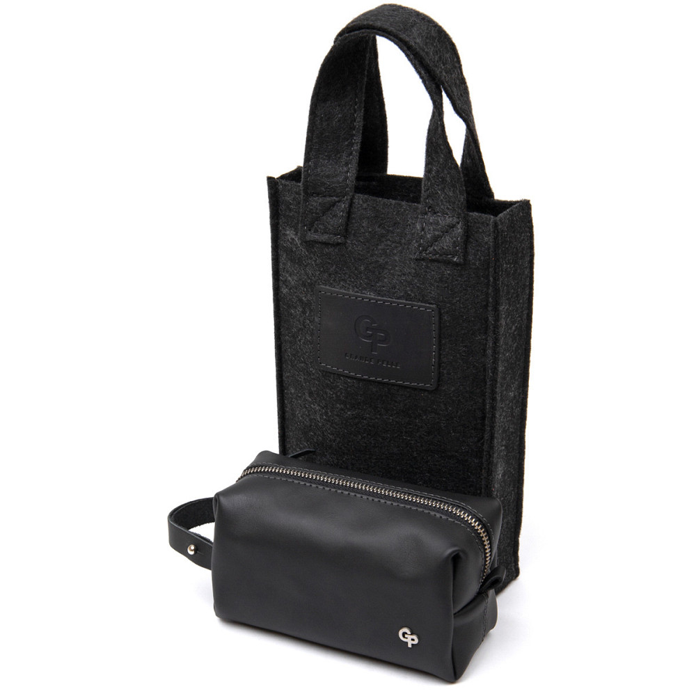 Шкіряна косметичка для чоловіків Чорний (GRANDE PELLE) Київ - фото 1