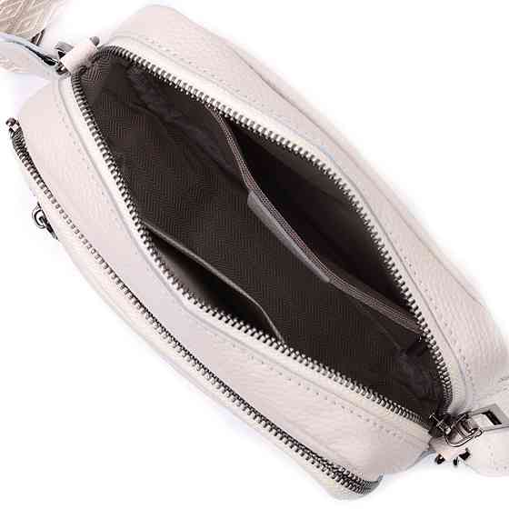 Зручна сумка жіноча з накладною кишенею з натуральної шкіри Vintage 22642 Біла Київ