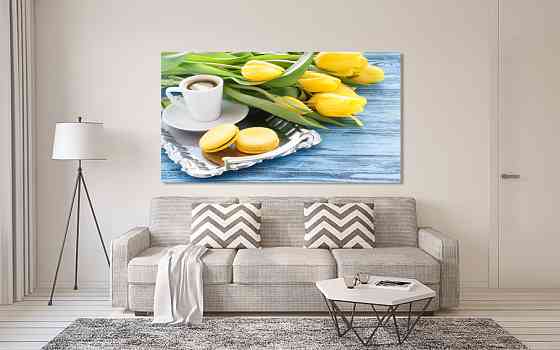 Картина полотно у вітальню / спальню  Жовті тюльпани  MLP_369 ( 60х30см ) 60x100 см Київ