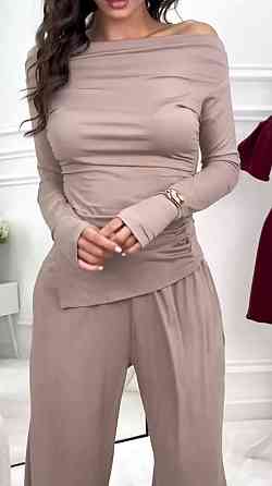 Женский стильный повседневный костюм микродайвинг Бежевий, 42/44 Одесса