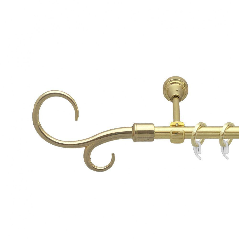 Карниз Orvit Гак Подвійний металевий однорядний відкритий гладка труба кільце фасонне металеве  Золото 16 мм 240 см (7751856) Львів - фото 1