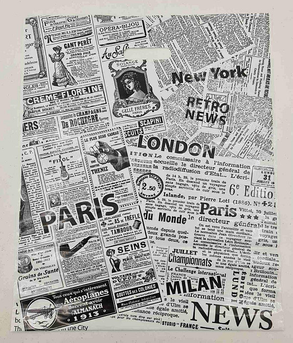 Пакет з прорізною ручкою (42 * 51) "Газета"Ренпако (25 шт.) Харків - фото 4