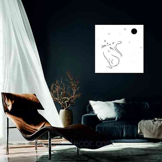 Декоративное настенное 3D Панно «Кот» Декор на стену с объемом 90*90 см, Белый Киев