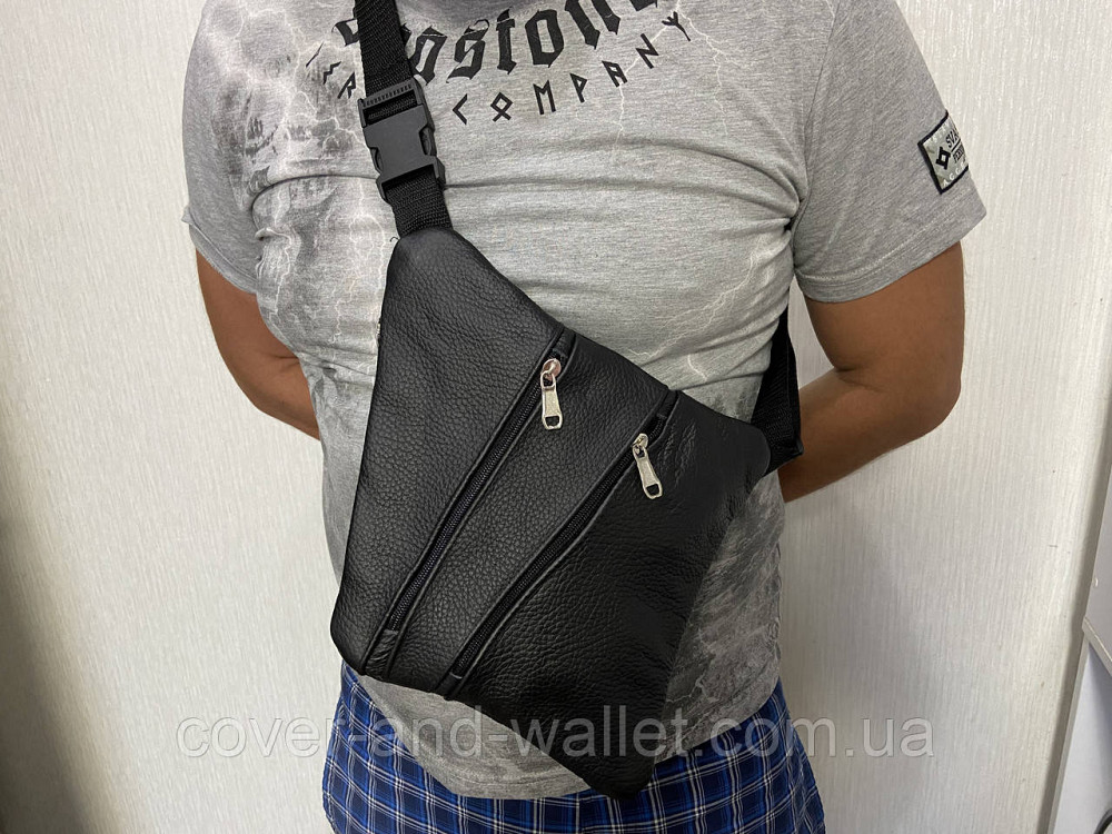 Тонка чоловіча сумка-слінг через плече із натуральної шкіри PS Leather Київ - фото 1