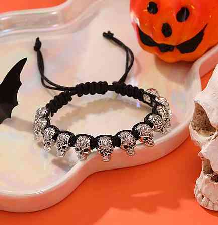 Браслет з черепами на шнурку, готичний стиль, регульований аксесуар унісекс Київ
