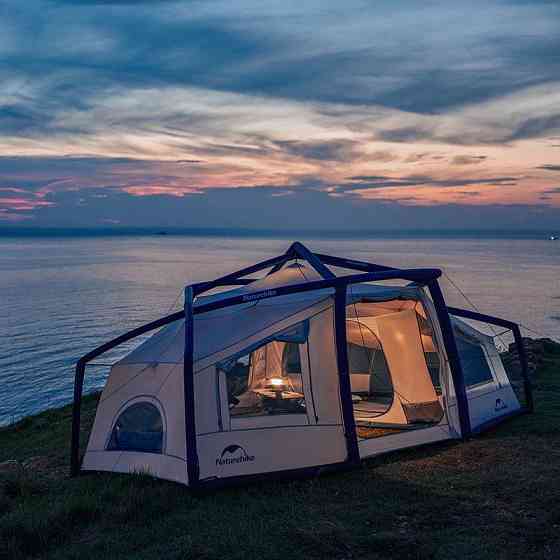 Намет надувний Naturehike CNK2300ZP012, блакитний великий Киев