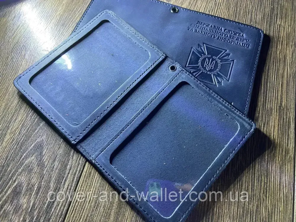 Обкладинка на посвідчення ДССЗ (державна служба спеціального зв'язку) із вінтажної шкіри Crazy Horse Київ - фото 9