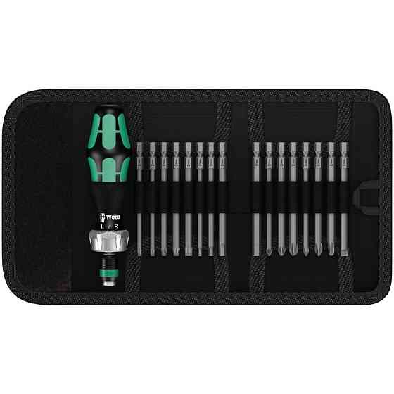 Трещеточная отвертка-битодержатель 1/4'' Wera 16-в-1 с удлиненными битами 89мм 05051040001 Одесса