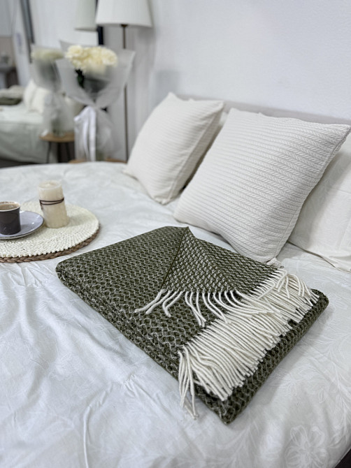 Vladi Плед Vladi 140x200 см из 100% вовни вівці з Нової Зеландії зелений Коломия - фото 5