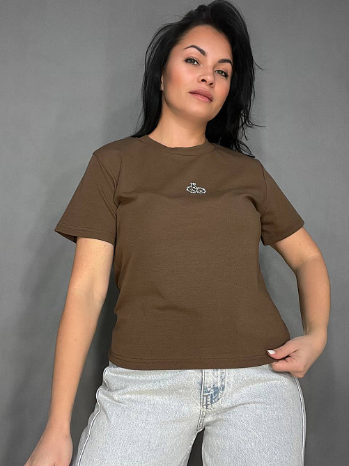 Футболка жіноча A-N 911-20 середня довжина вишня камінчики one size, коричневий, one size Київ - фото 4