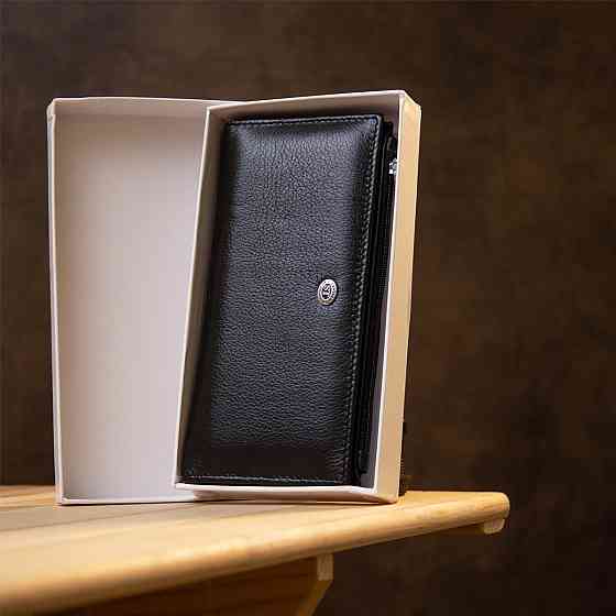 Практичный женский кожаный кошелек ST Leather 19378 Черный Киев