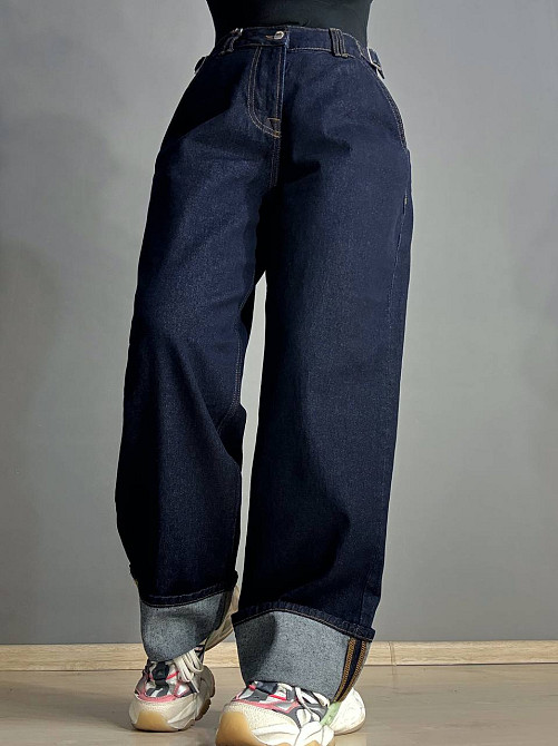 Джинси жіночі It’s Basic 3995 широкі з підворотом темно-сині, темно-синій, 42, 42, 90 см, 122 см Київ - фото 3