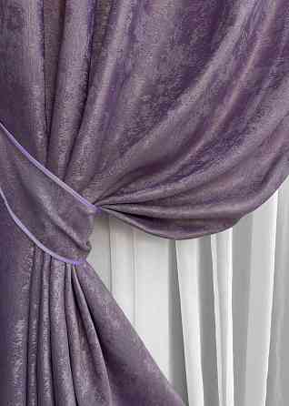 Комплект штор на люверсах VR-Textil Жакард Sultan XO № 1145ш Фіолетовий 150х250 см 2 шт (37-0183) Київ