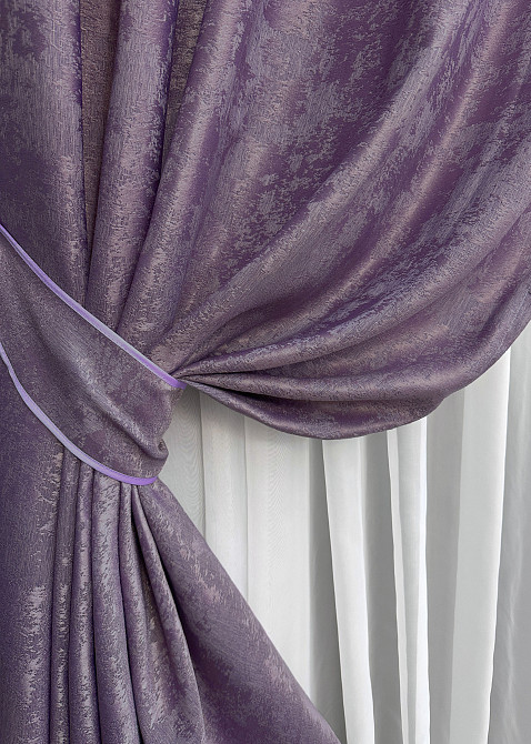Комплект штор на люверсах VR-Textil Жакард Sultan XO № 1145ш Фіолетовий 150х250 см 2 шт (37-0183) Київ - фото 5