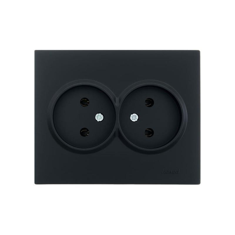 LESYA Розетка подвійна без заземлення антрацит Lezard Харків - фото 2