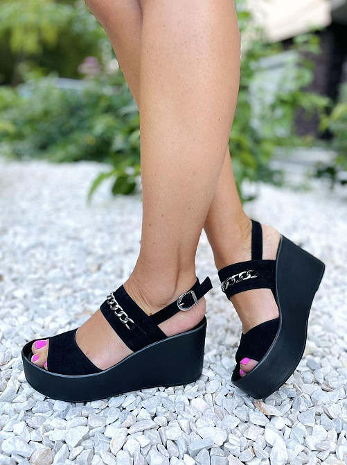 Vikttorio Босоніжки жіночі чорні літні VIKTTORIO Кароліна з натуральної замші/Бісоніжки на плат Коломыя - изображение 9