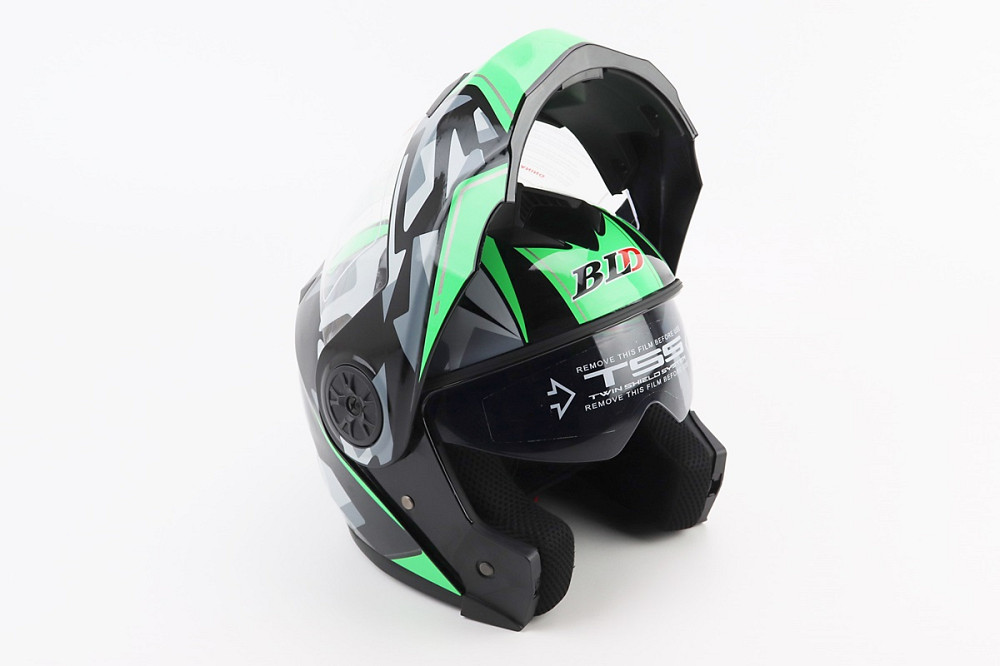 Шолом модуляр, закритий з відкидним підборіддям+відкидні окуляри BLD-159 М (57-58см), ЧОРНО-ЗЕЛЕНИЙ Київ - фото 2