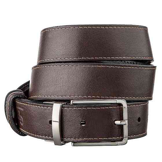 Ремінь брючний двосторонній чоловічий Grande Pelle 11155 Коричневий і Чорний Київ