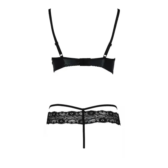 Комплект білизни Passion Exclusive NORTH SET S/M, black, ліф и трусики з елементами під латекс Львів