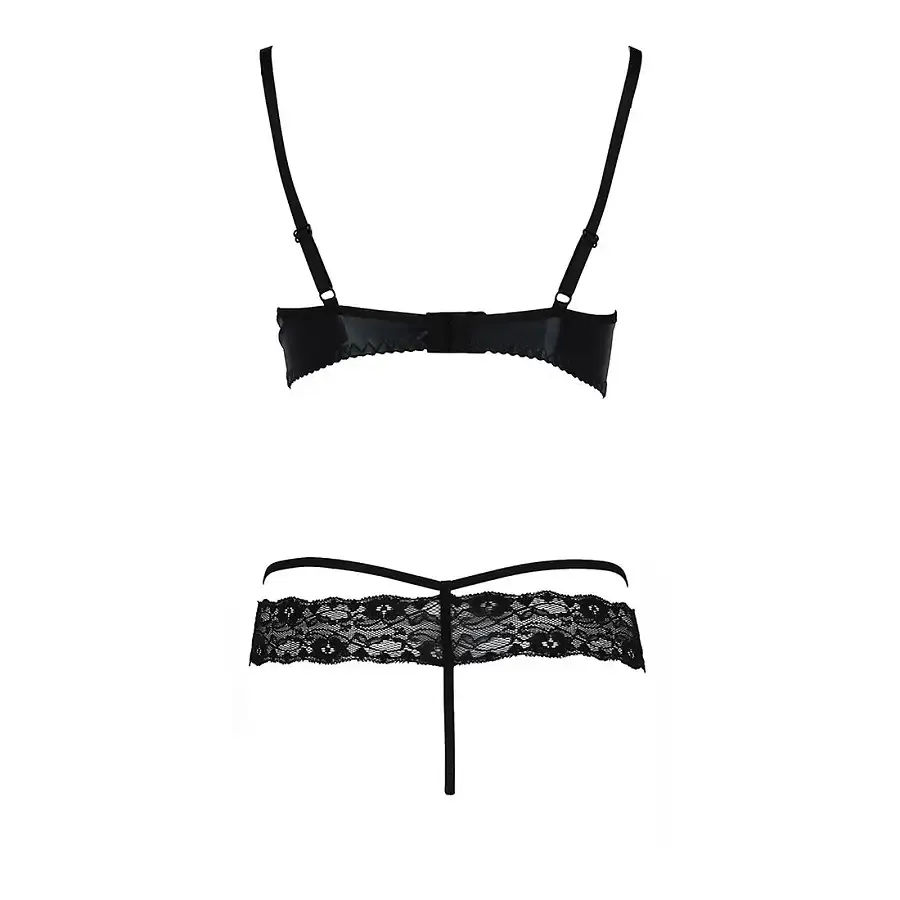 Комплект білизни Passion Exclusive NORTH SET S/M, black, ліф и трусики з елементами під латекс Львів - фото 6