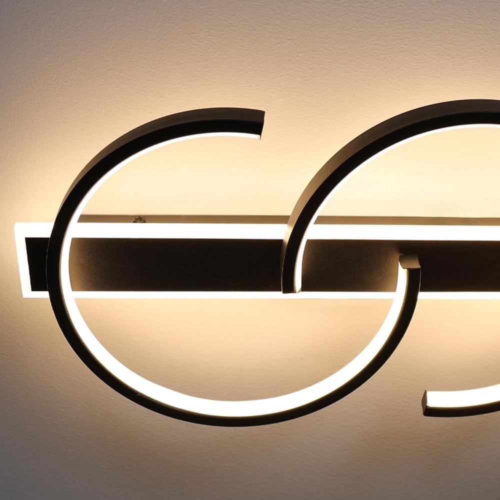 Стельовий LED світильник LUOLONG 35 Вт, 40 см, 3000–6000K, димер, пульт ДУ, подвійне кільце, чорний Київ - фото 10
