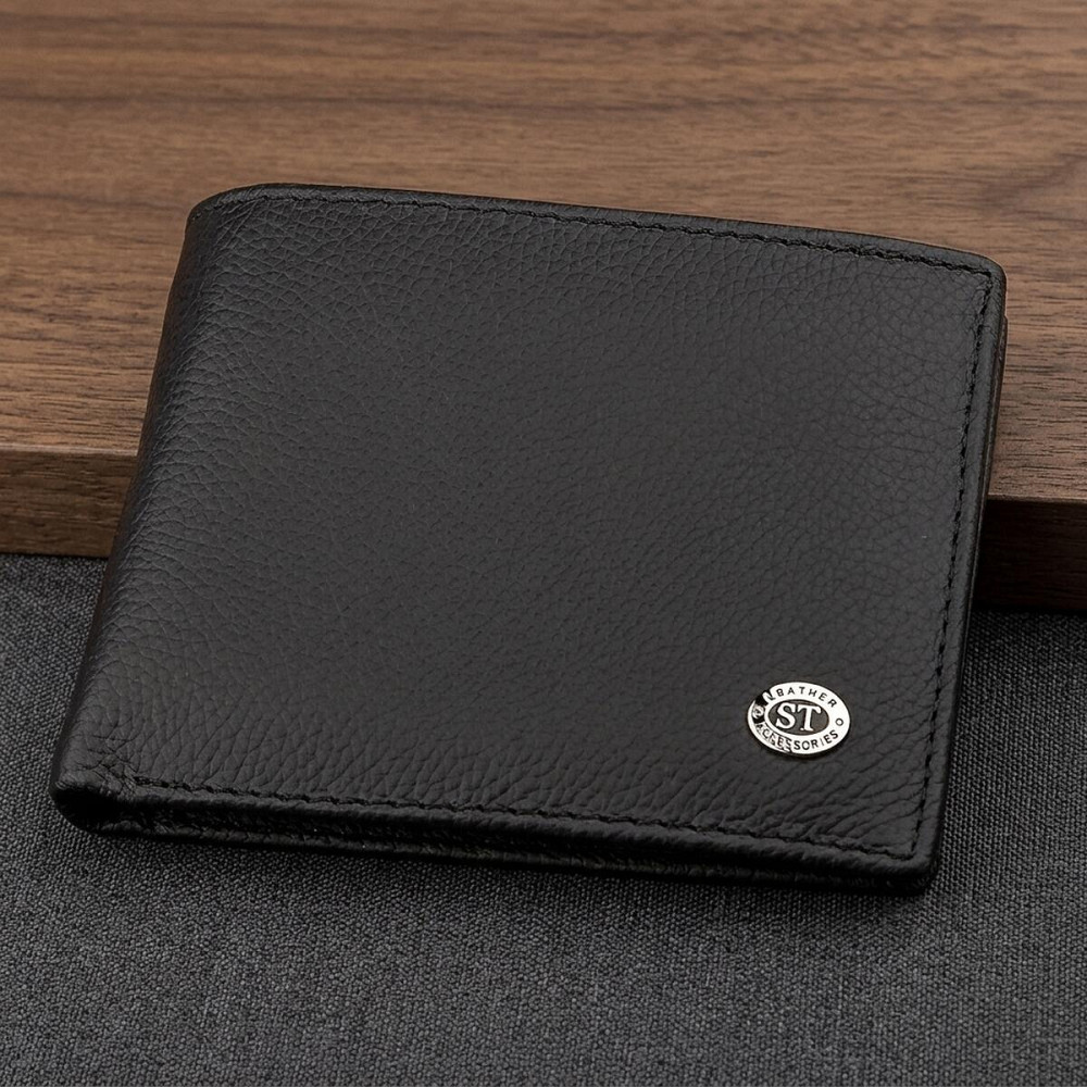 Чоловічий гаманець ST Leather 18352 (ST-1) натуральна шкіра Чорний Київ - фото 7
