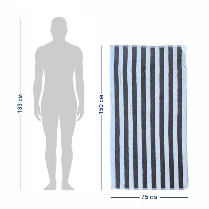 Рушник бавовна махра  Lovely Svi для пляжа, басейна, ванної, отелей, SPA, саун, XL (75 x150 см) Біло - сірий Київ - фото 5